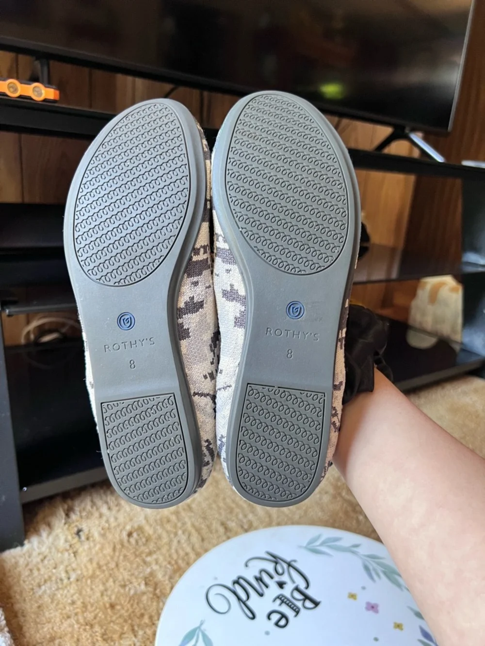 Rothy's Snake Print Flats with Blue Trim
